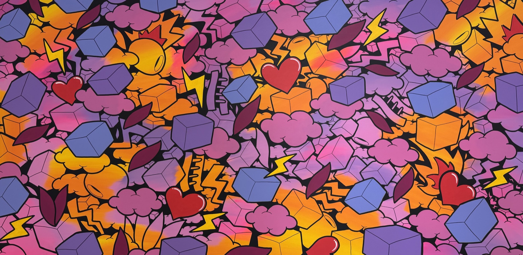 Art mural pop coloré du cabinet